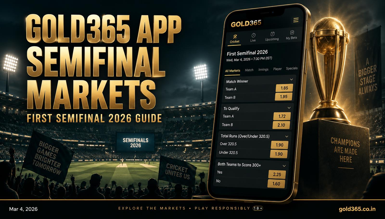Banner for The Gold365 app for a 2026 first semifinal