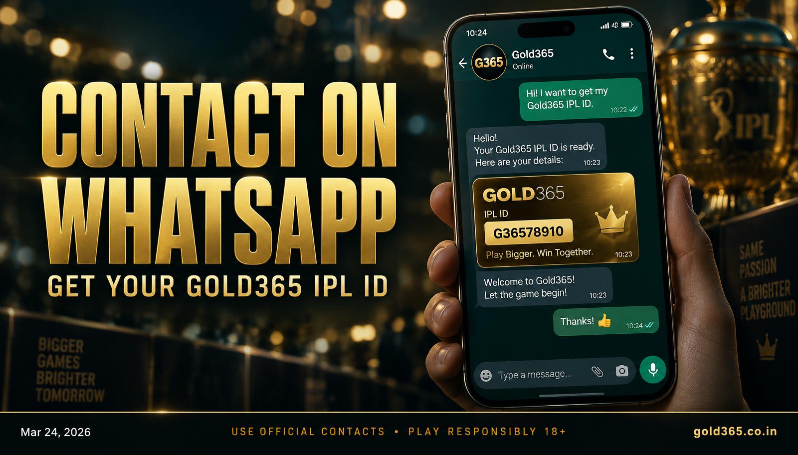 Banner for Contact Gold365 WhatsApp for an IPL ID