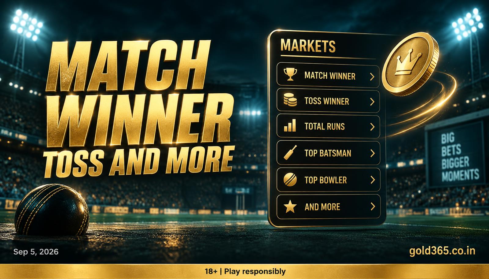 Banner for Cricket Betting Markets Explained: Match Winner, Toss and More