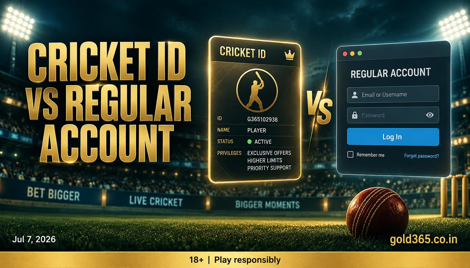 Banner for Gold365 Cricket ID vs. a Regular Website Account