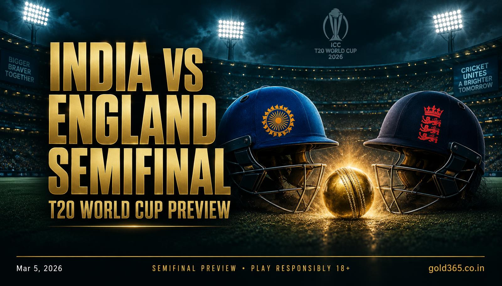 Banner for India vs England semifinal on Gold365