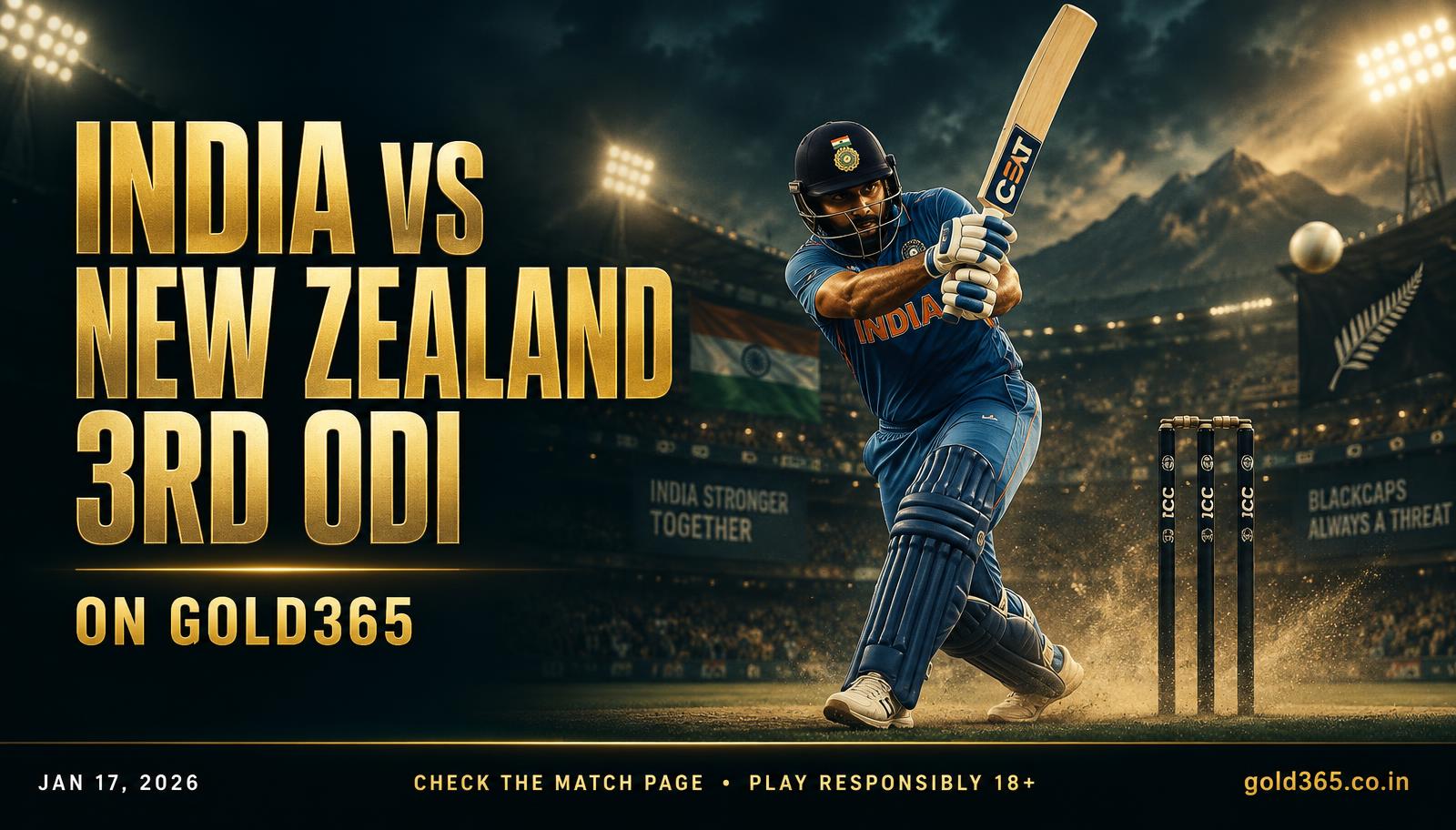 Banner for India vs New Zealand 3rd ODI on Gold365