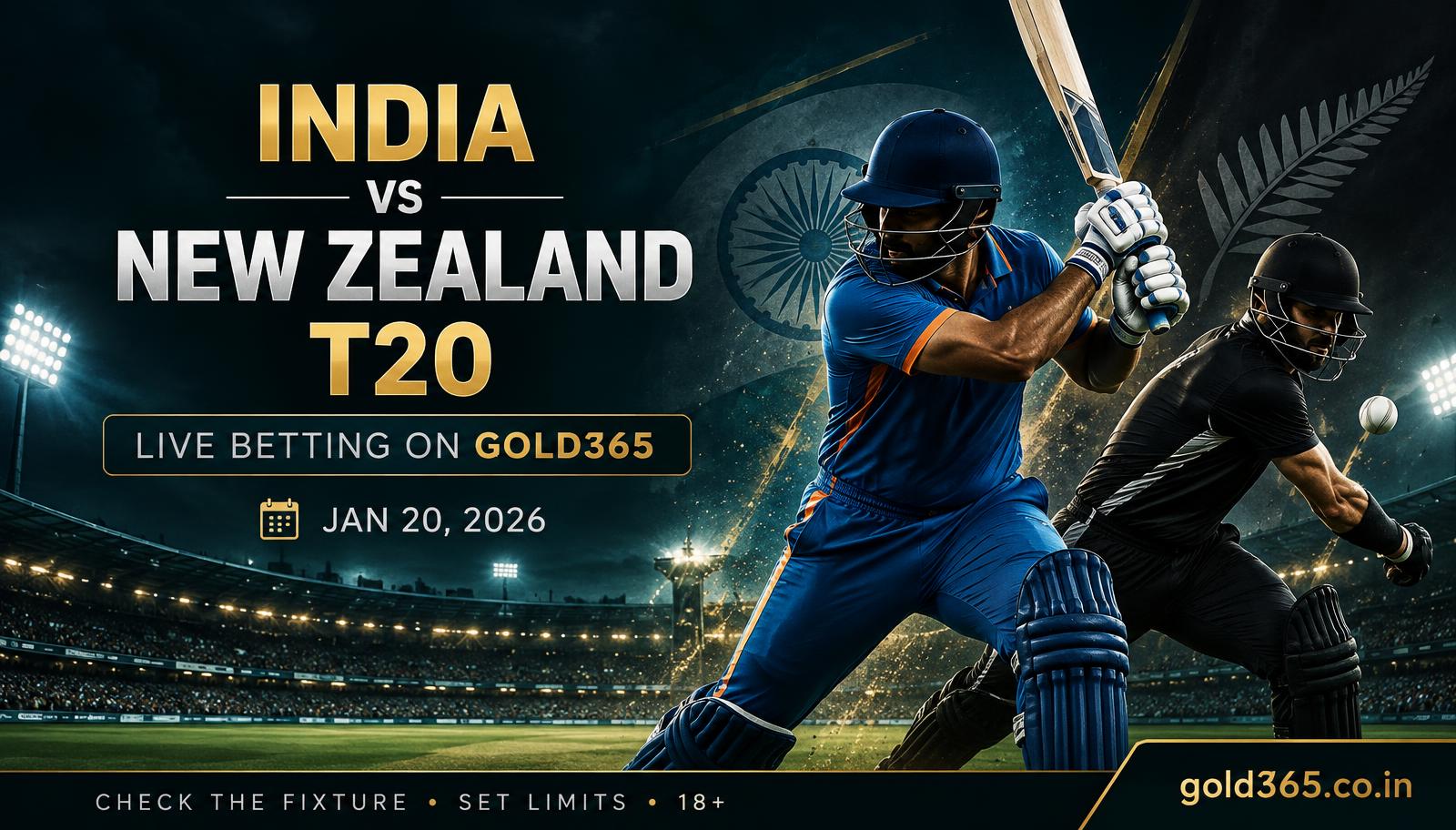 Banner for India vs New Zealand T20: live betting on Gold365
