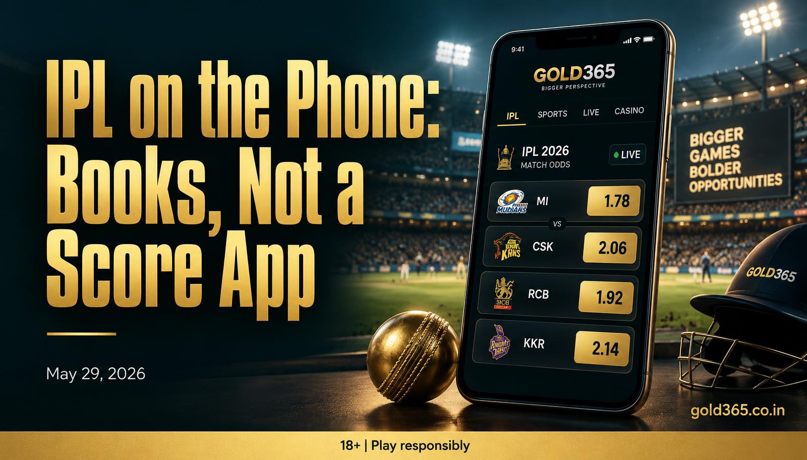 Banner for IPL on the Phone: Gold365 Is for Books, Not a Score App