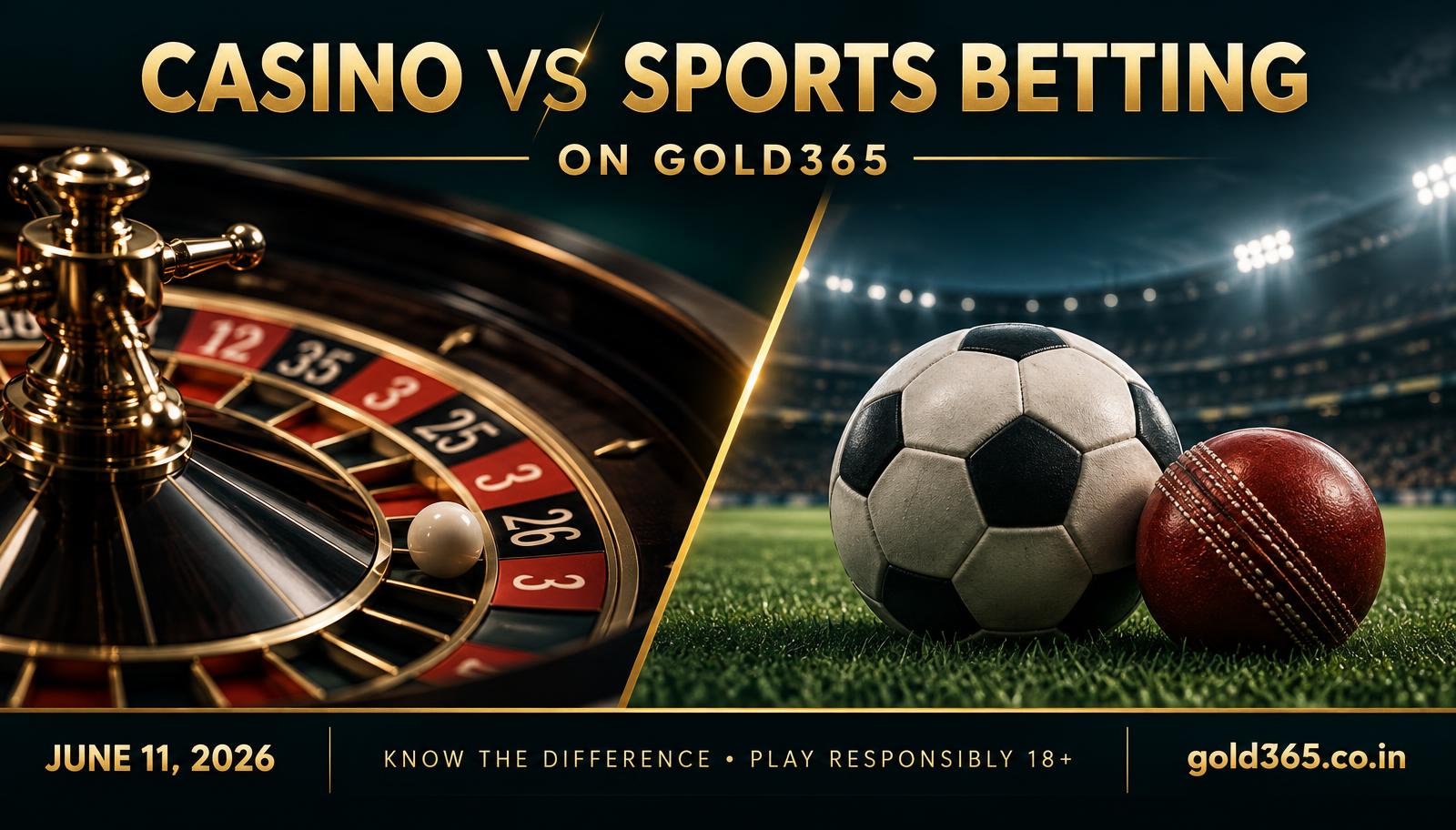Banner for Casino vs Sports Betting on Gold365