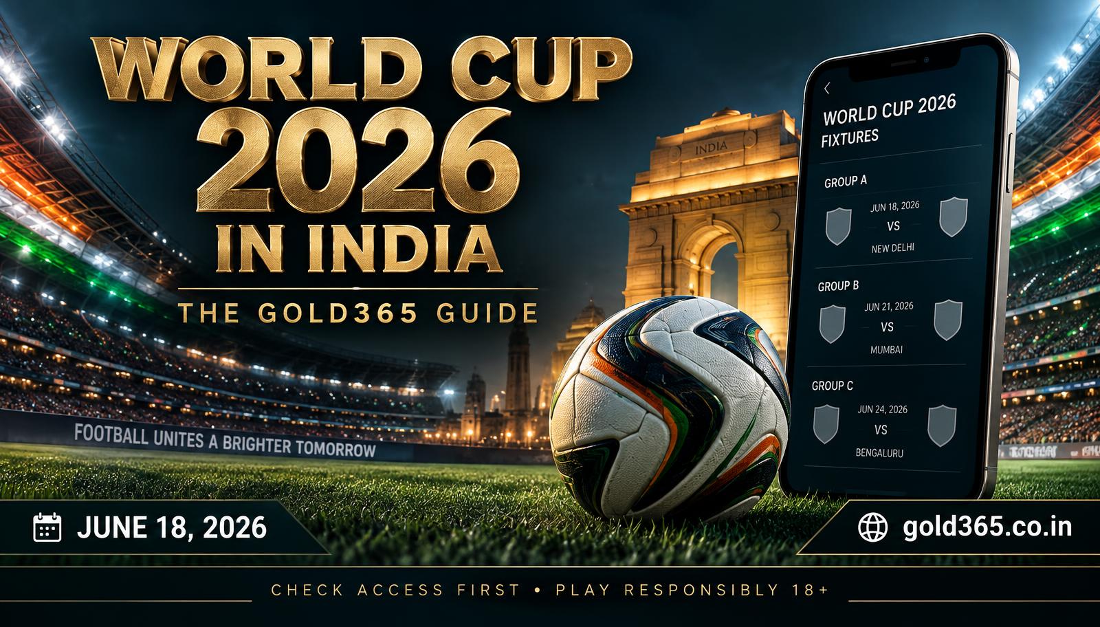 Banner for World Cup 2026 in India: Gold365 as the ID This Site Documents