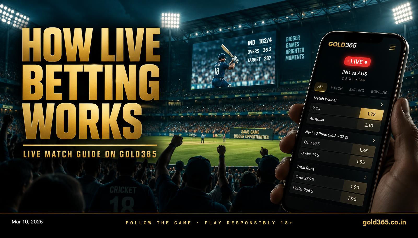 Banner for How Live Match Betting Works on Gold365