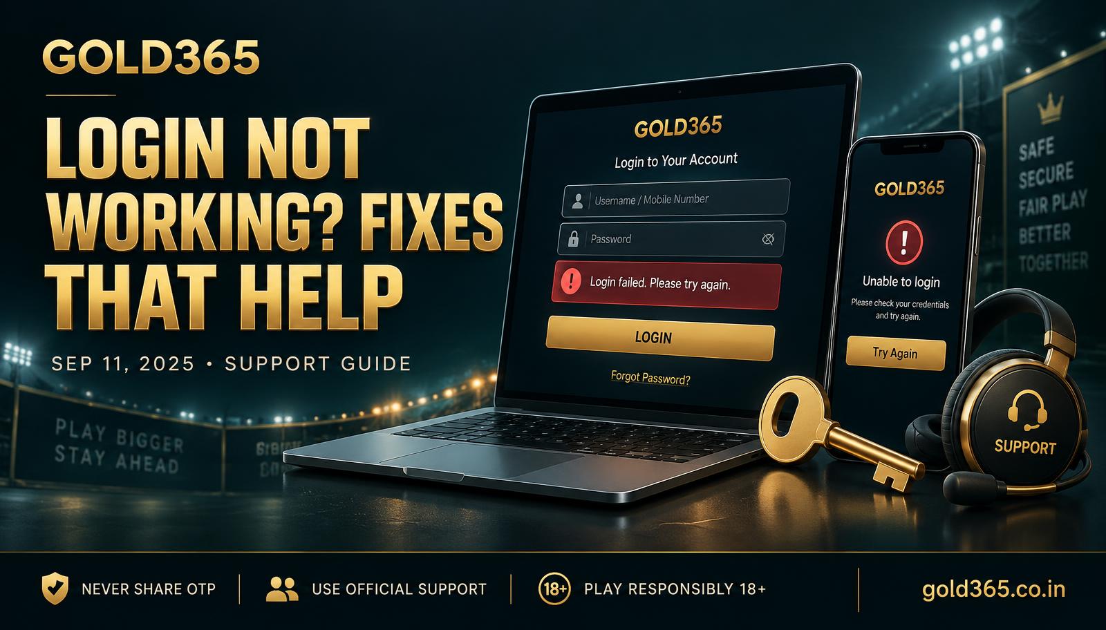 Banner for Gold365 Login Not Working? Common Problems and Solutions