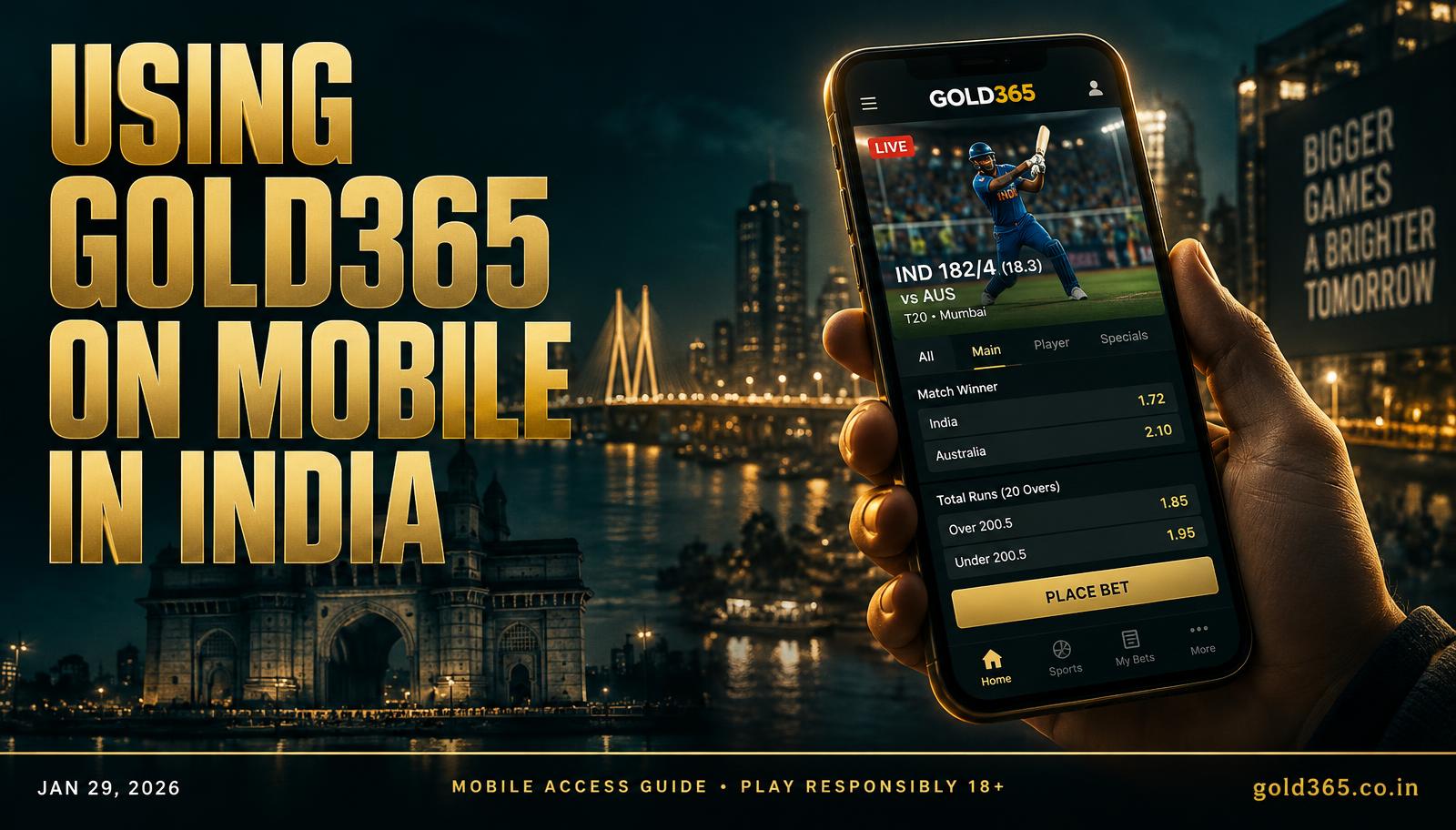 Banner for Using Gold365 on Mobile in India