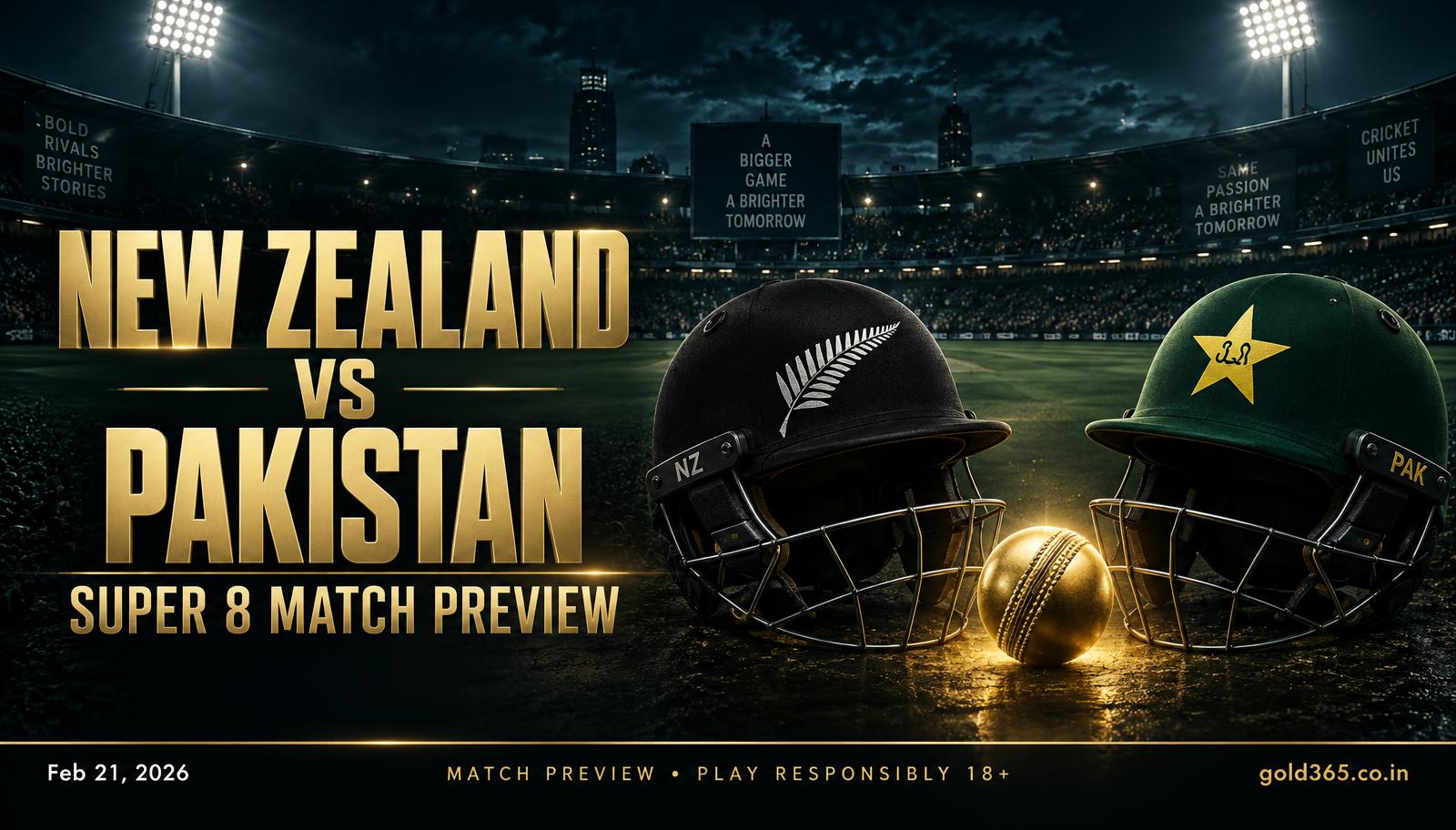 Banner for New Zealand vs Pakistan Super 8 on Gold365