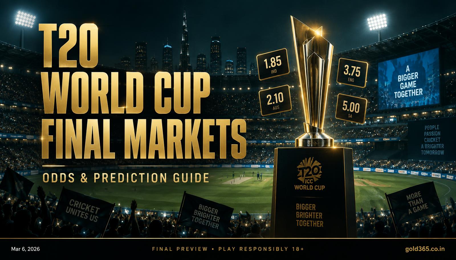 Banner for T20 World Cup final markets on Gold365