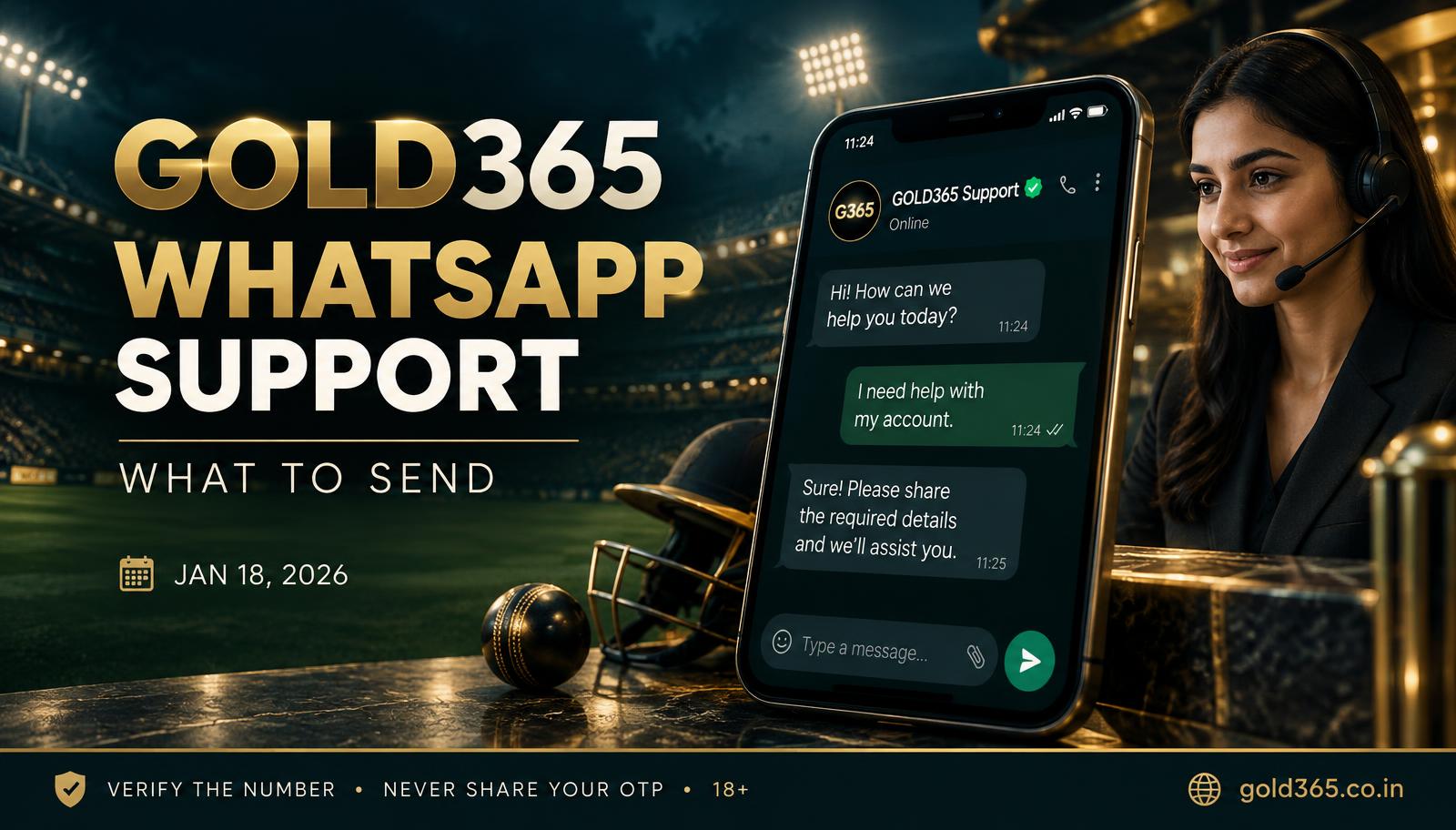 Banner for Gold365 WhatsApp support: what to send